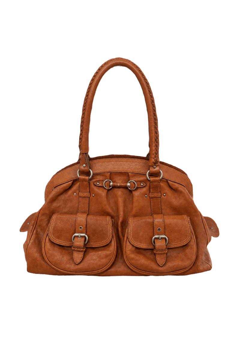 1980s Brown Leather Bag - Front View