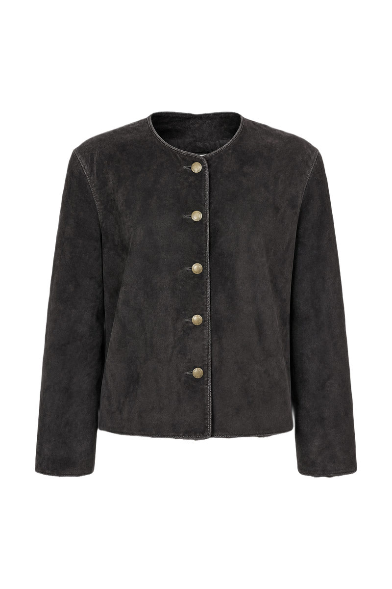 1980s Black Suede Jacket - Front View