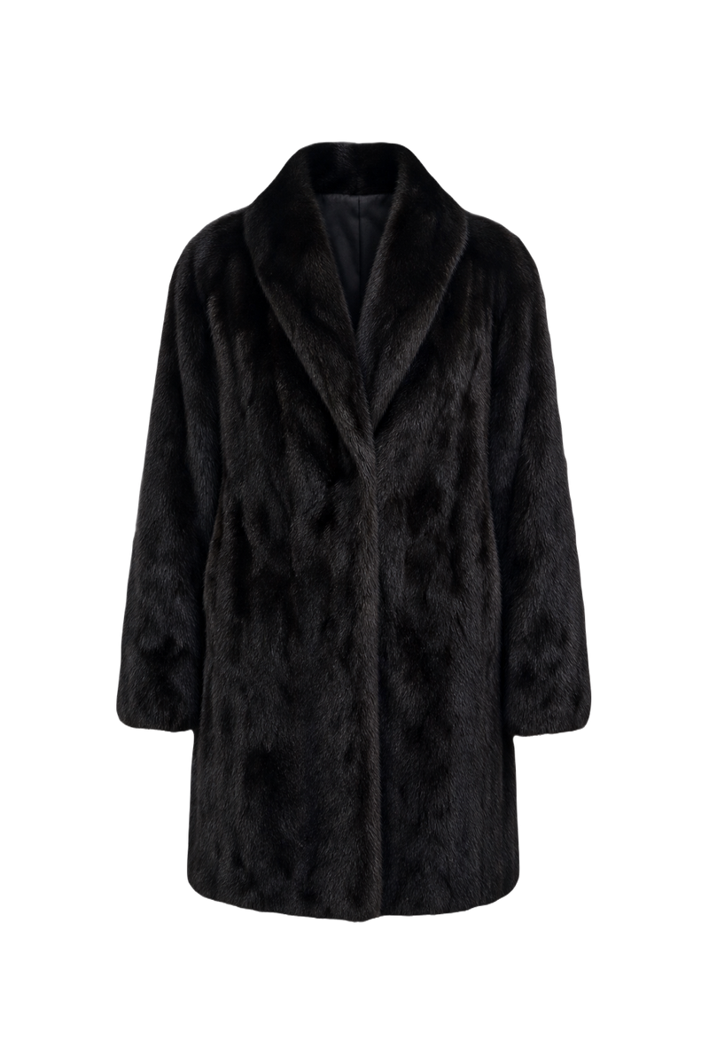 1980s Black Fur Coat - Front View