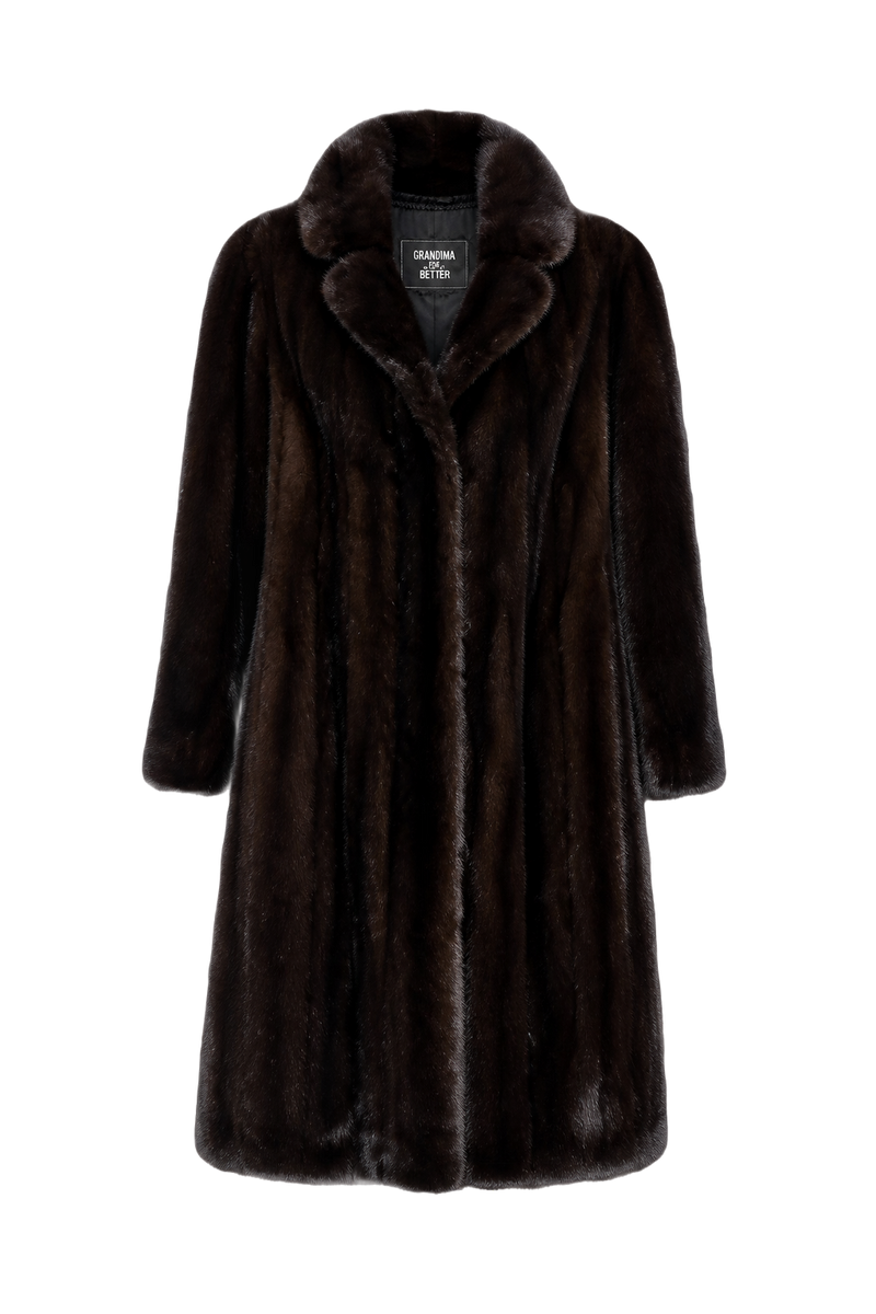 1980s Dark Brown Mink Fur Coat - Front View