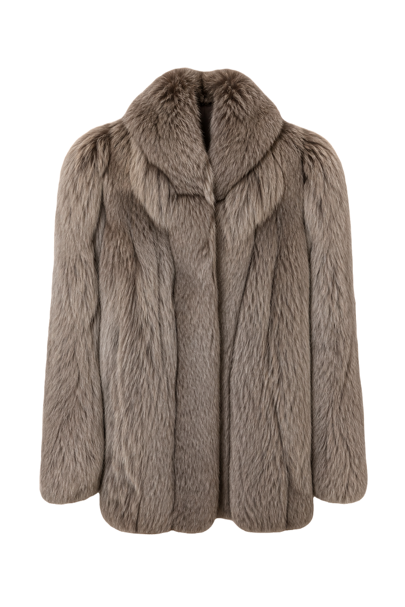 1980s Natural Brown Fur Coat - Front View