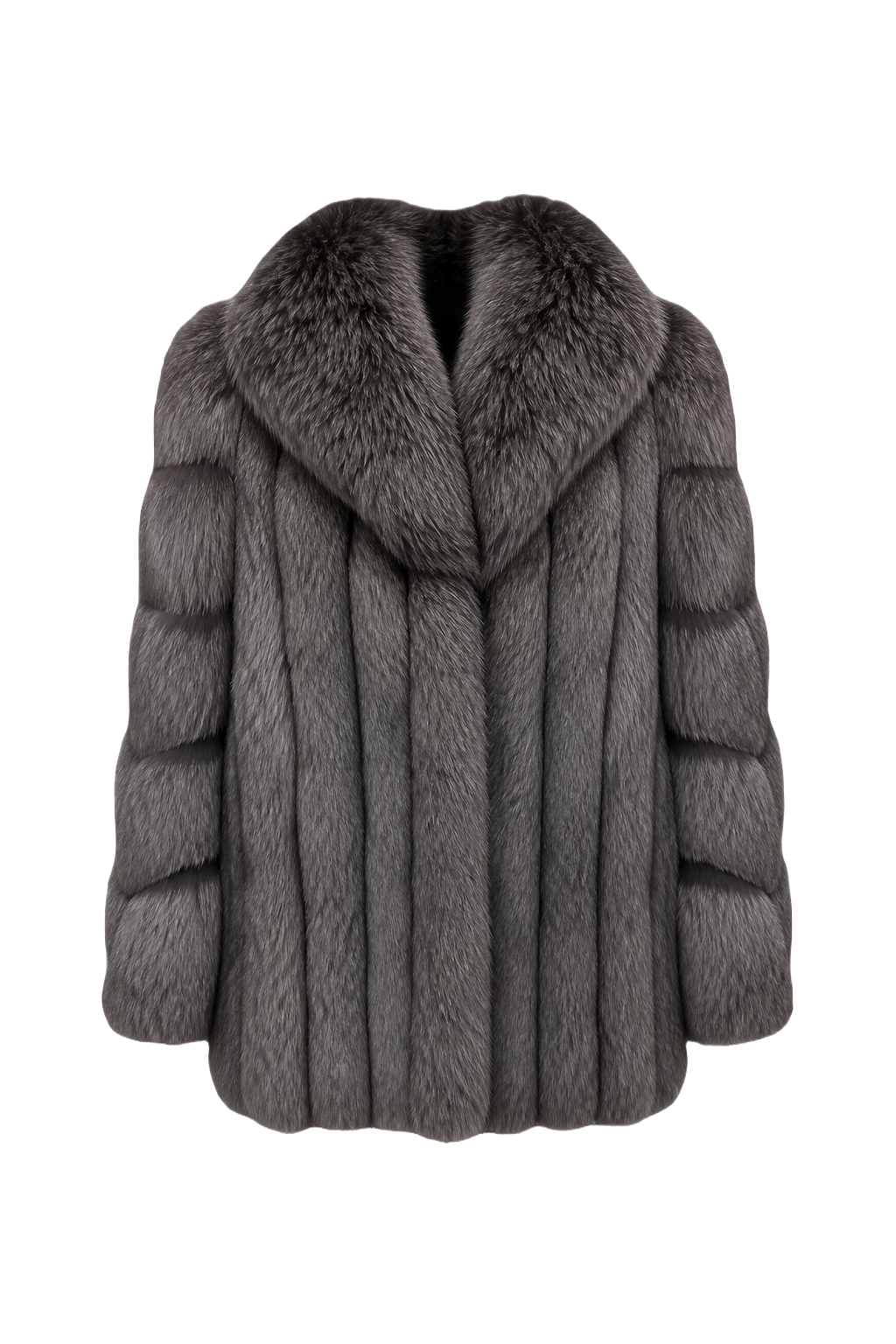 1980s Gray Fur Coat - Front View