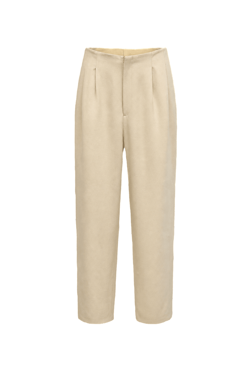 1990s Cream Wool Trousers - Front View