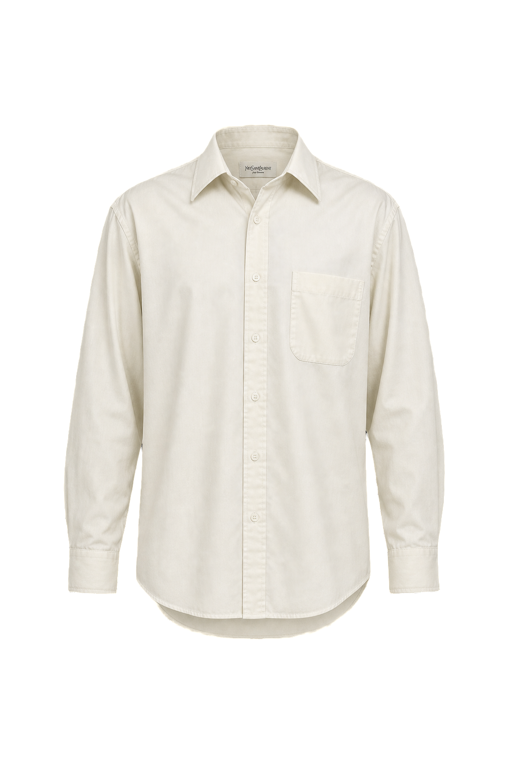 1980s Cream Cotton Button-Down Shirt - Front View