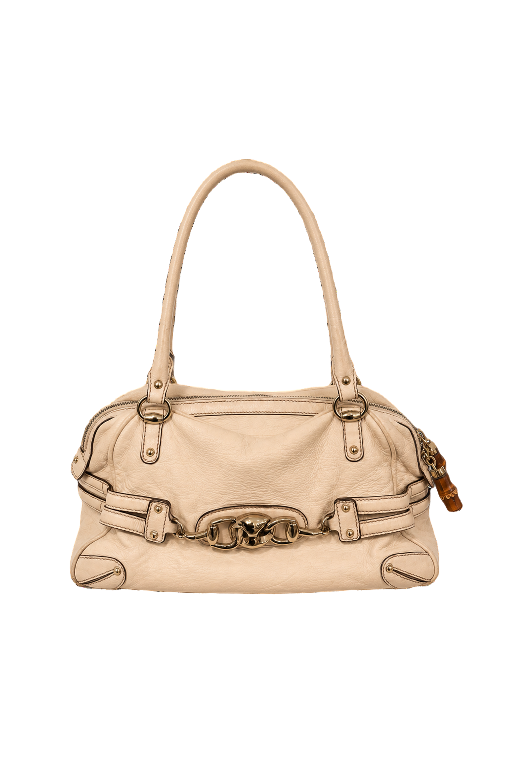 2000s Cream Leather Bag - Front View