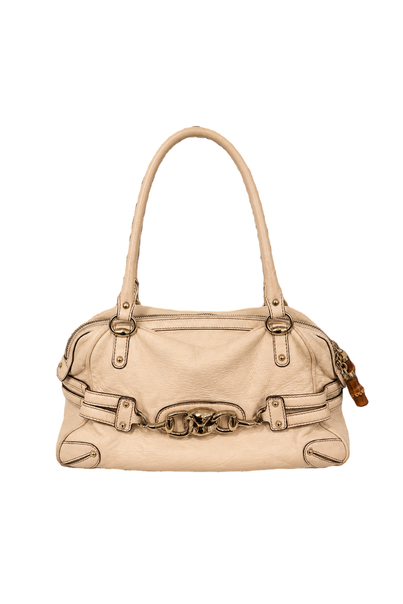 2000s Cream Leather Bag - Front View