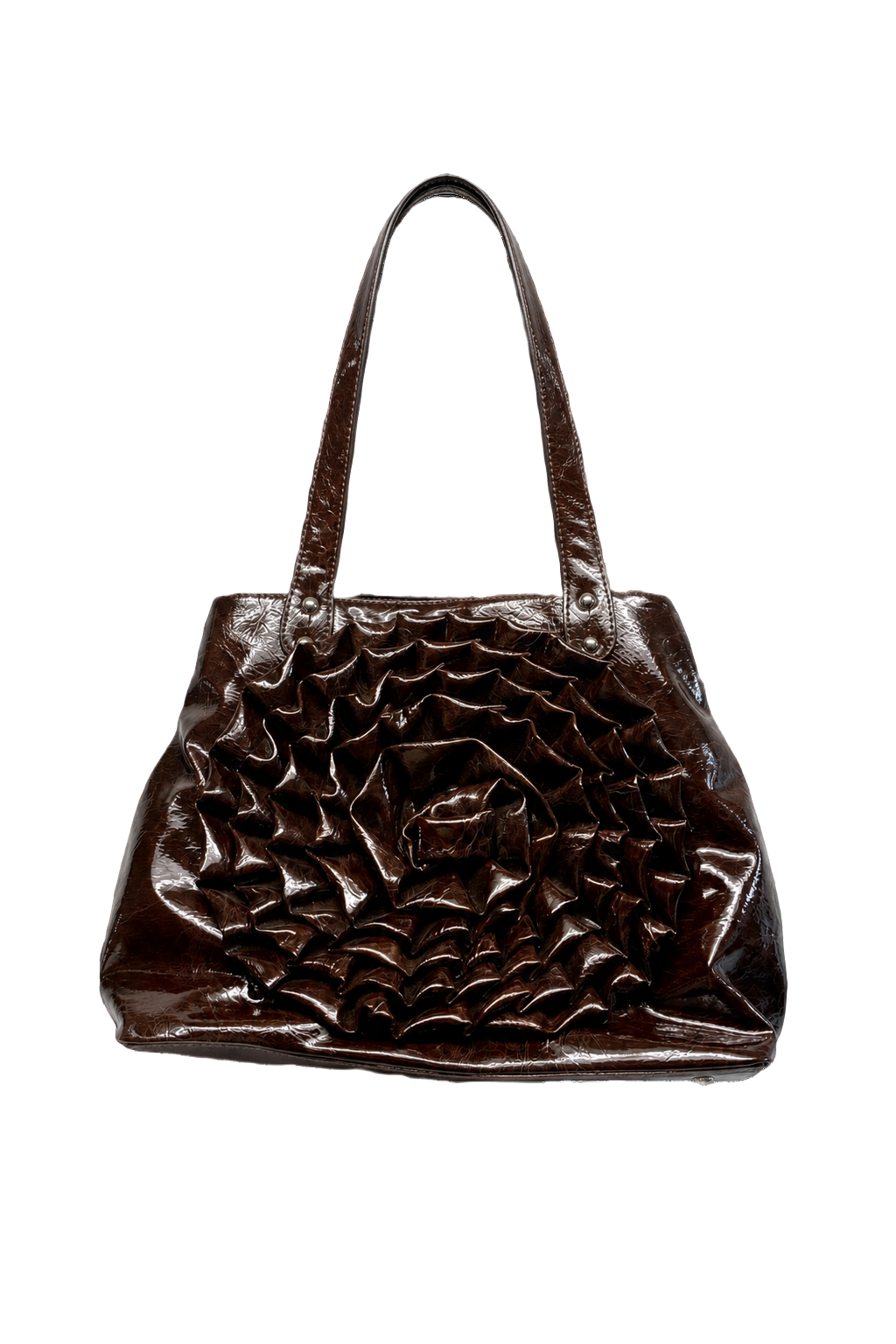 2000s Chocolate Brown Leather Bag - Front View