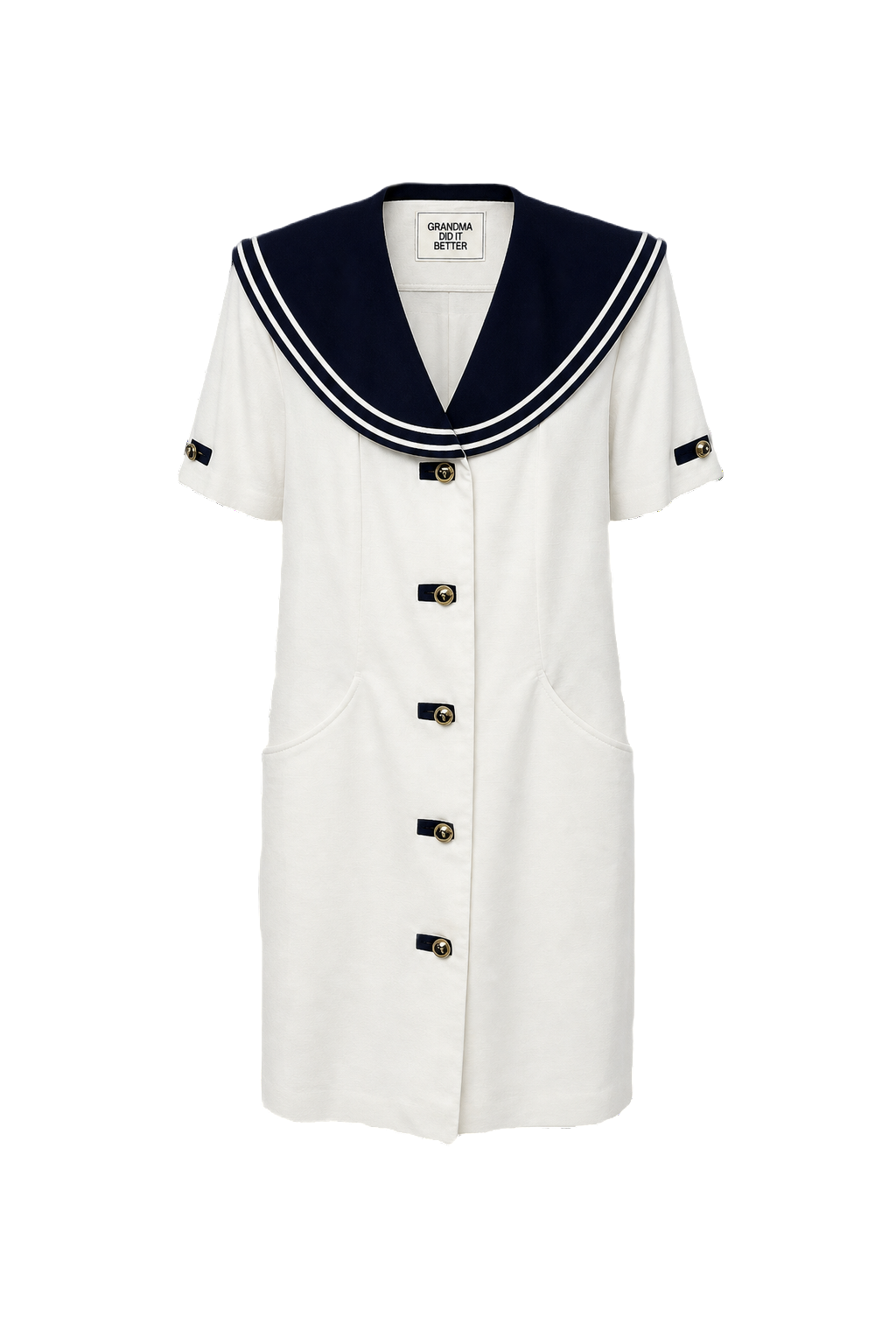 1930s White Cotton Shift Dress - Front View