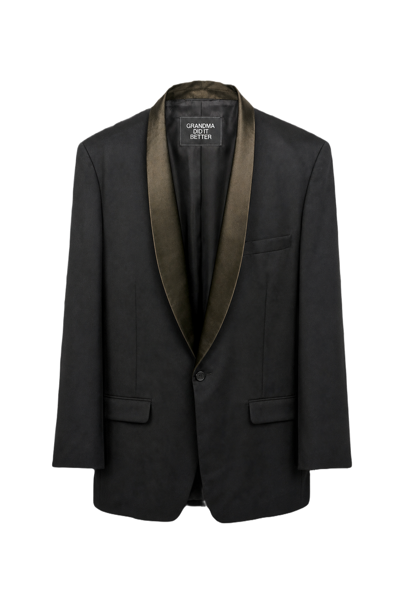 1950s Black Wool Blend Blazer - Front View