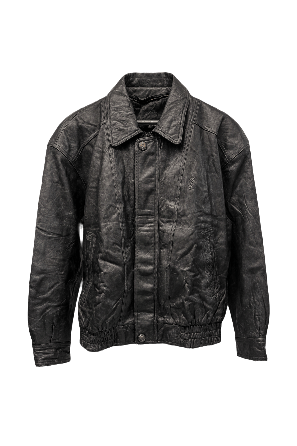 1990s Black Leather Jacket - Front View