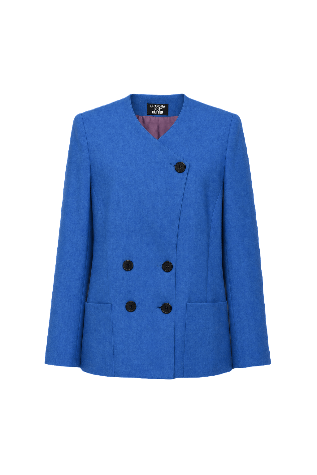 1980s Blue Wool Blend Blazer - Front View