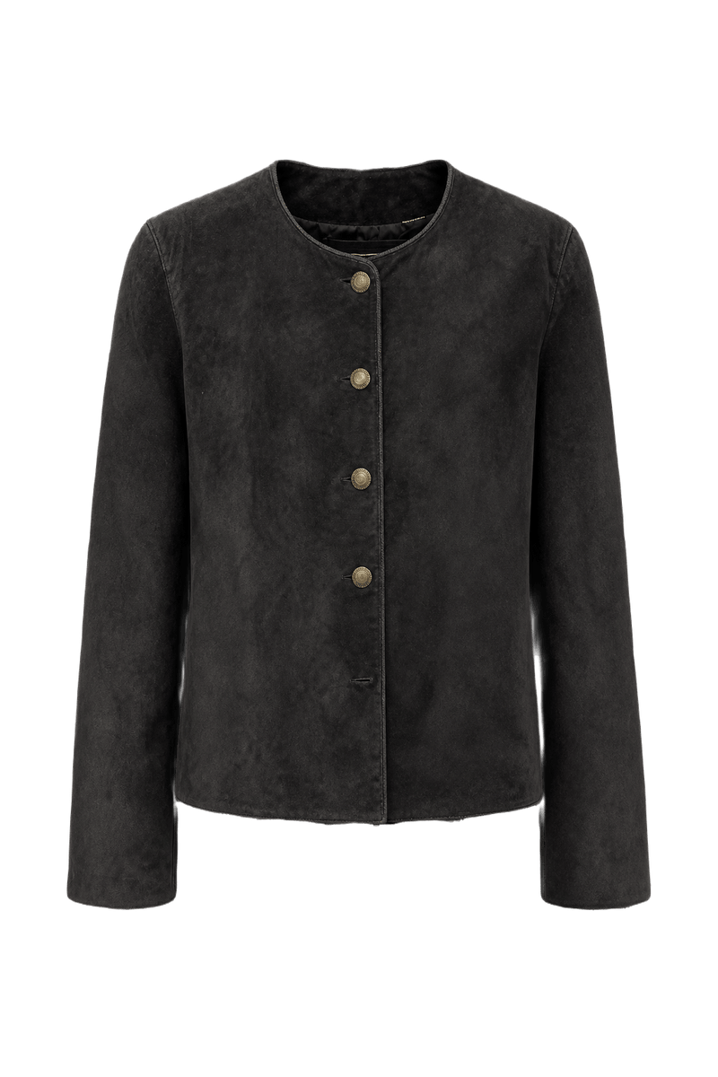1980s Black Suede Jacket - Front View