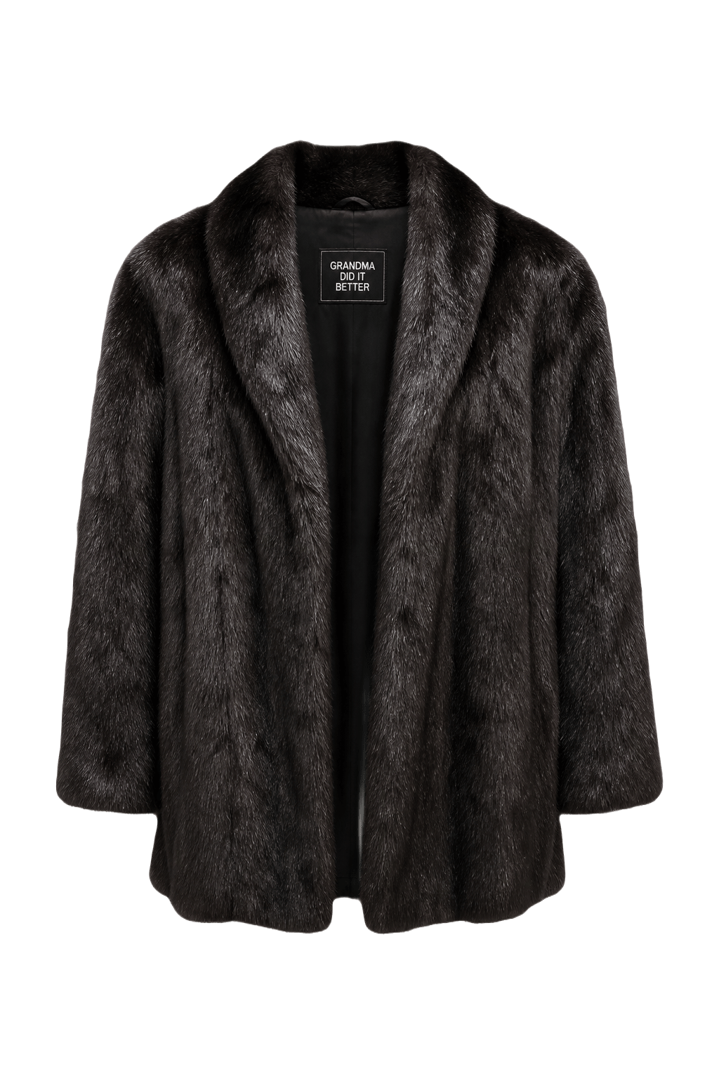 1980s Black Fur Fur Coat - Front View