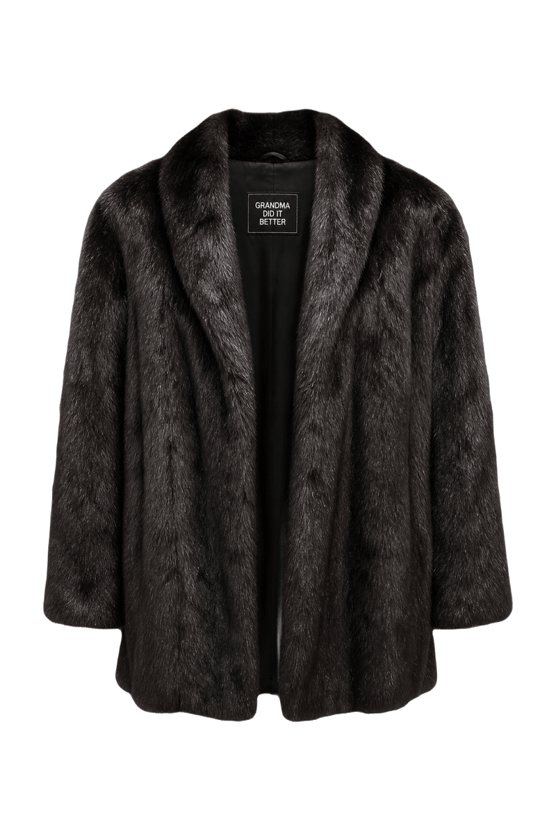 1980s Black Fur Fur Coat - Front View
