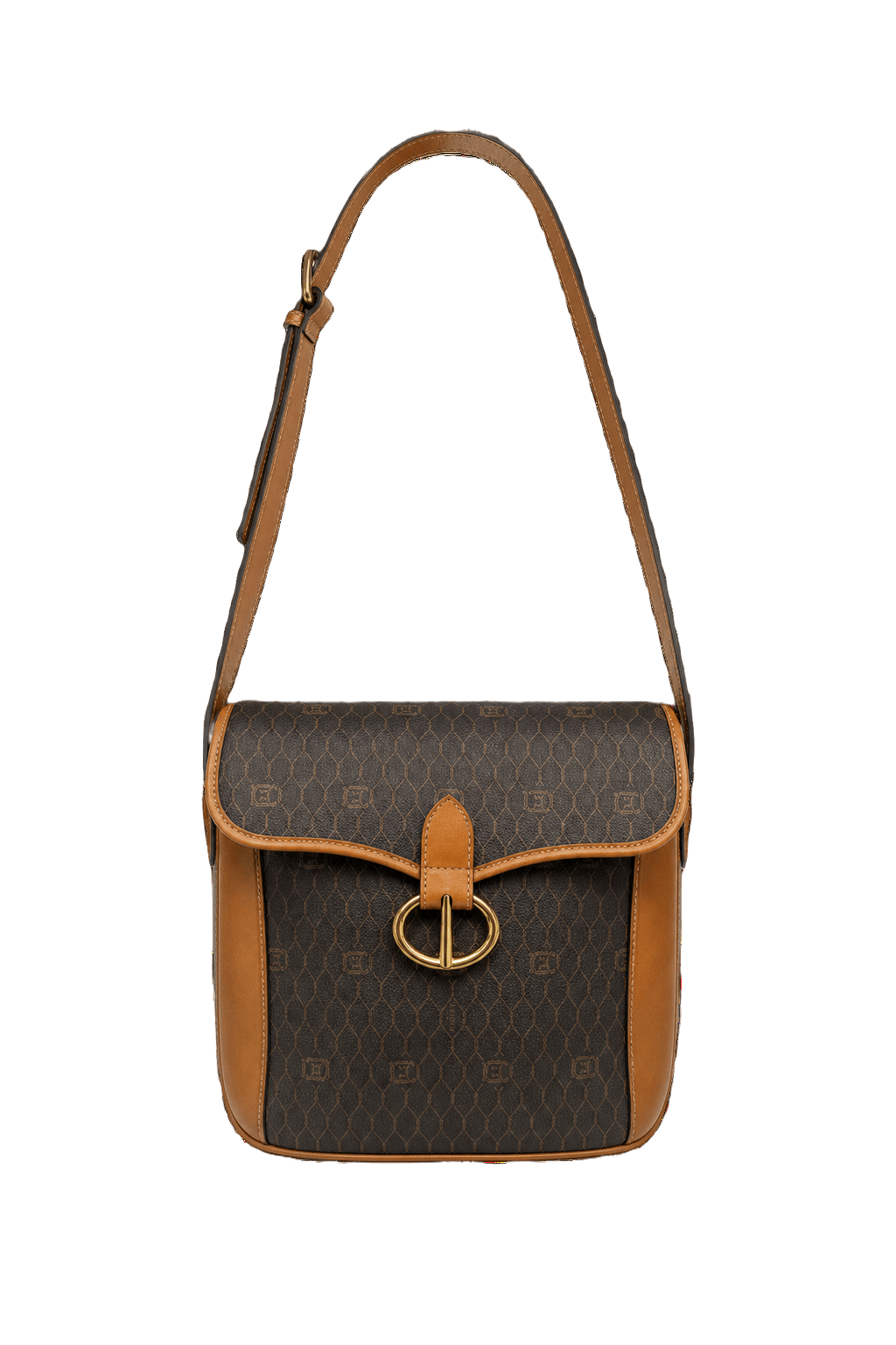 1990s Brown Synthetic Leather Bag - Front View