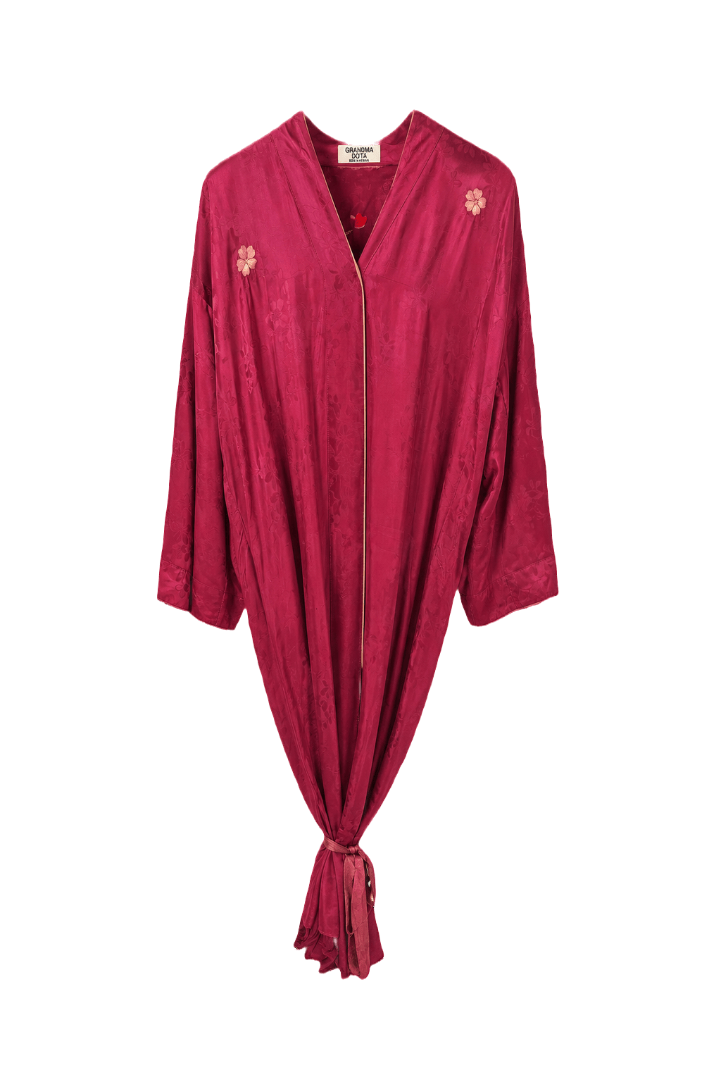 1930s Deep Burgundy Silk Robe - Front View