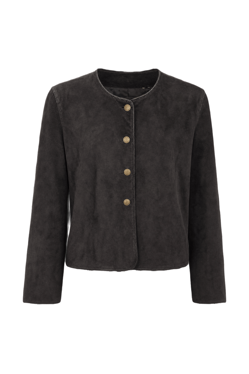 1980s Black Suede Jacket - Front View
