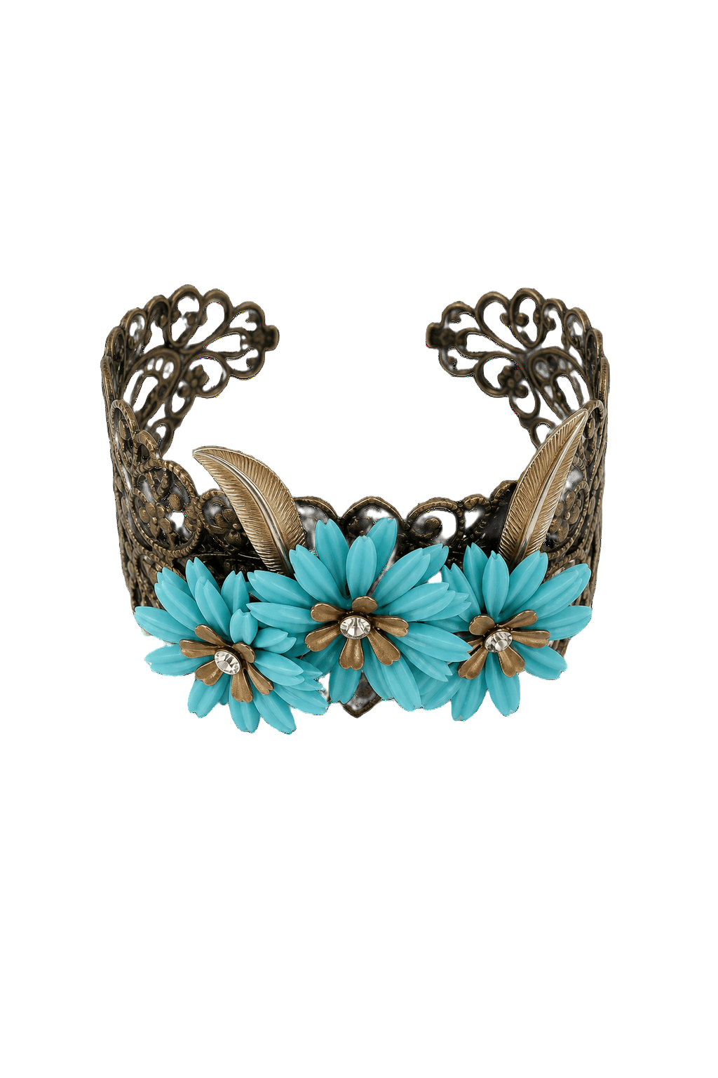 1930s Turquoise Metal Bracelet - Front View