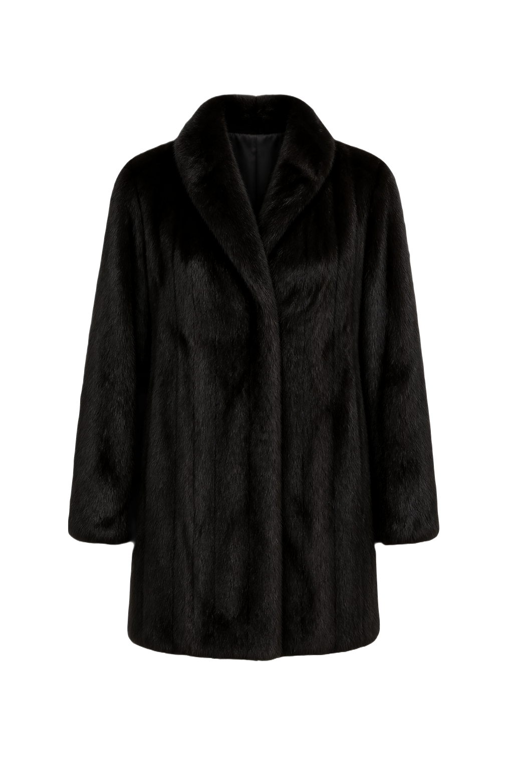 1980s Black Fur Coat - Front View