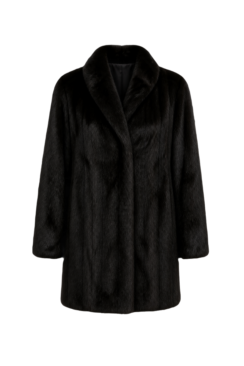 1980s Black Fur Coat - Front View