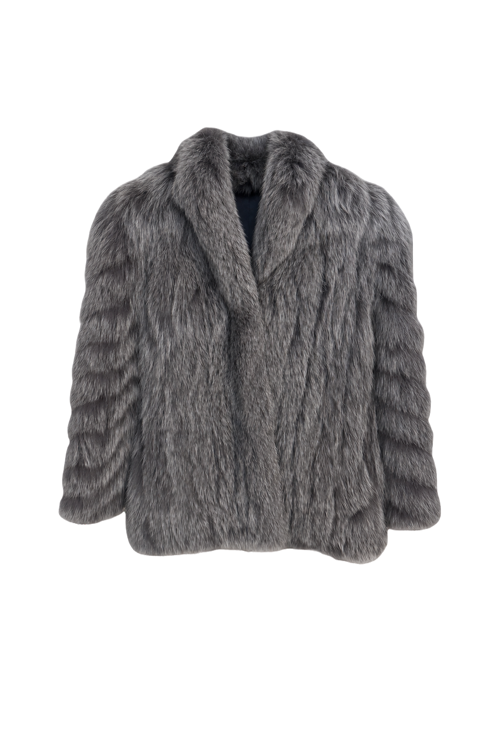 1980s Grey Faux Fur Coat - Front View