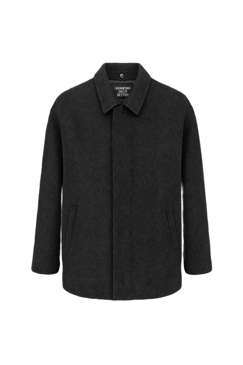 1990s Charcoal Grey Wool Jacket - Front View