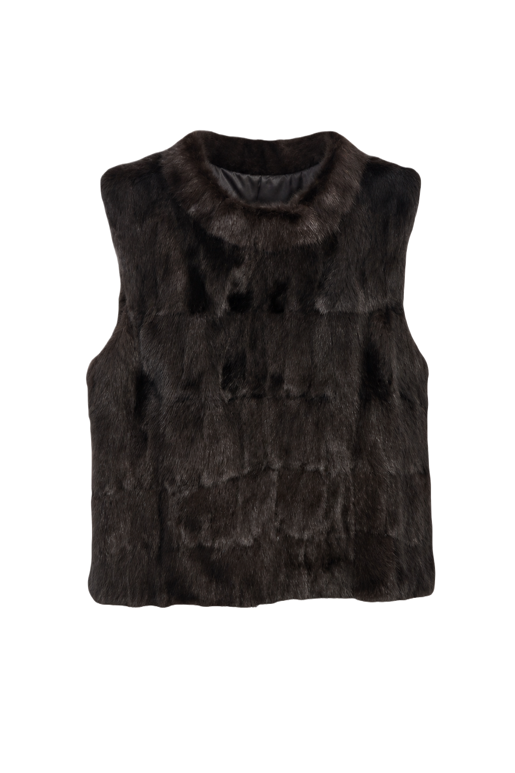 1980s Dark Brown Fur Vest - Front View