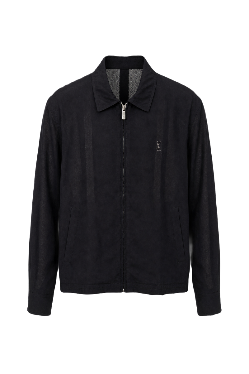 1990s Black Synthetic Jacket - Front View