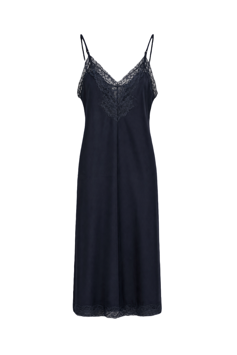 1940s Black Silk Slip Dress - Front View