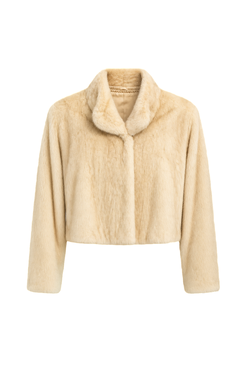 1980s Cream Mink Fur Coat - Front View