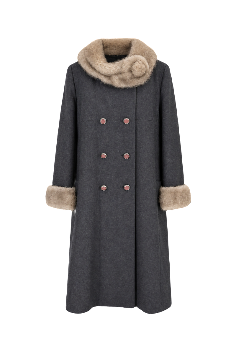 1960s Charcoal Grey Wool Coat - Front View