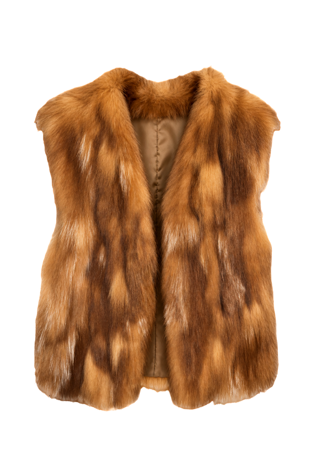1980s Orange-Brown Fur Vest - Front View