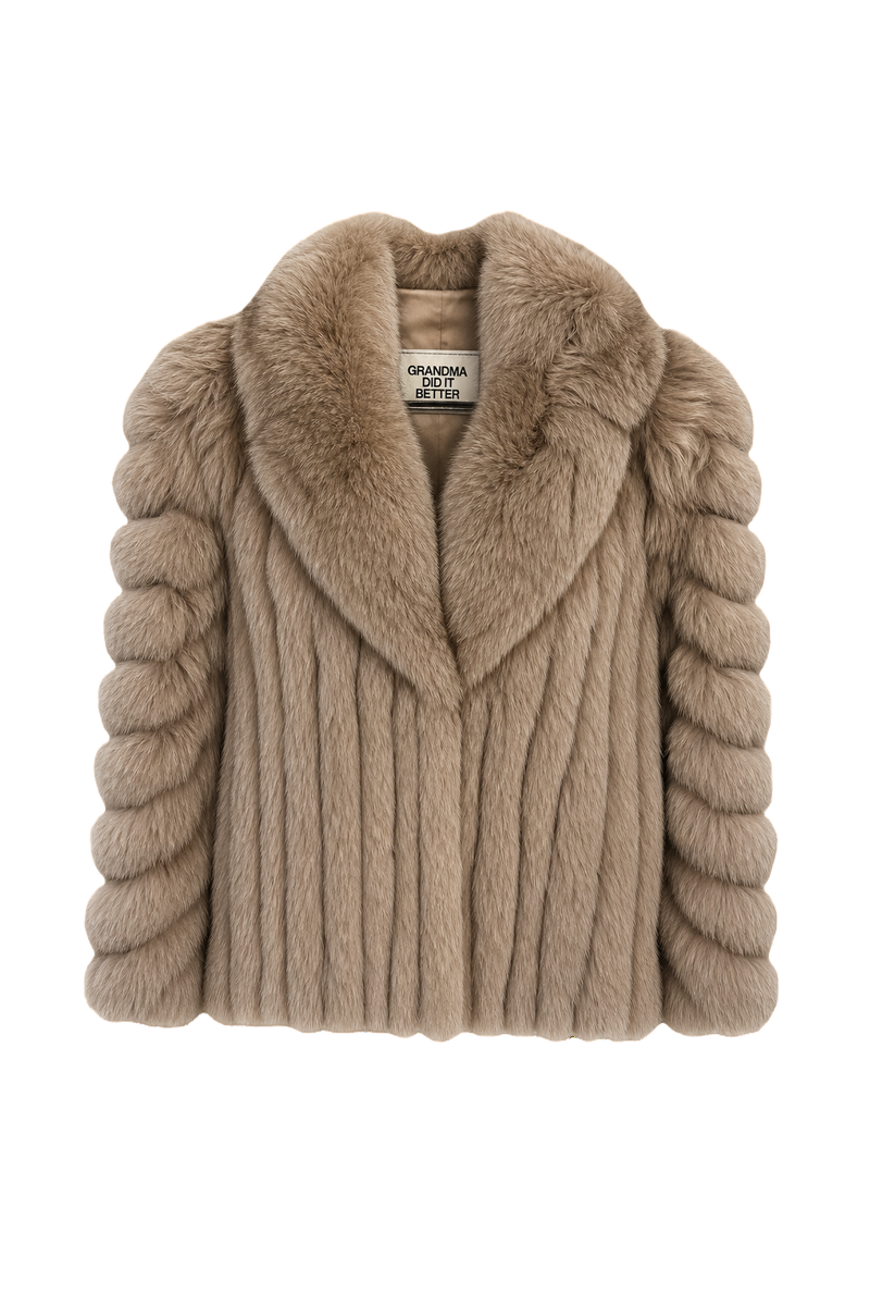 1980s Beige Fur Coat - Front View