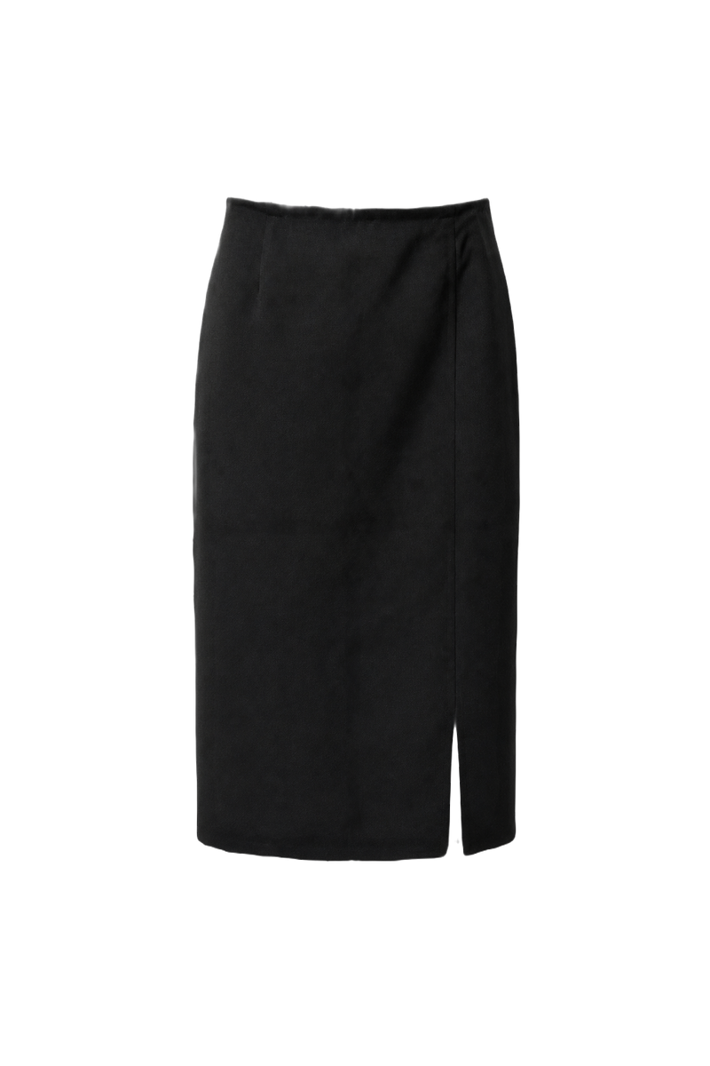 1990s Black Wool Skirt - Front View