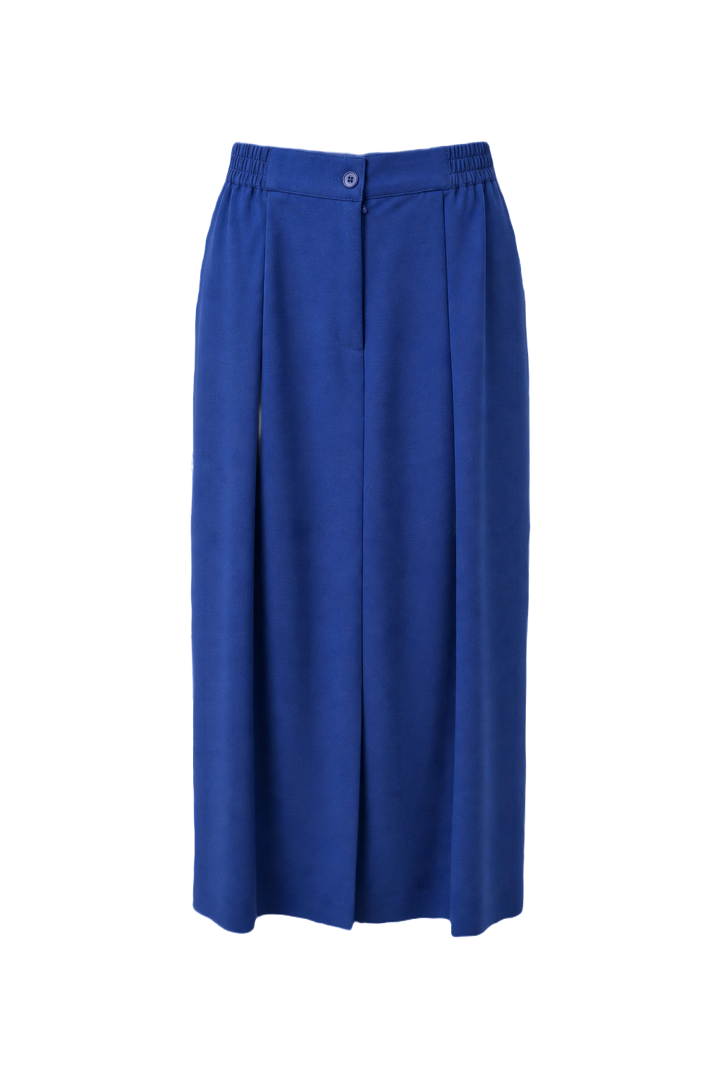 1990s Royal Blue Polyester Skirt - Front View