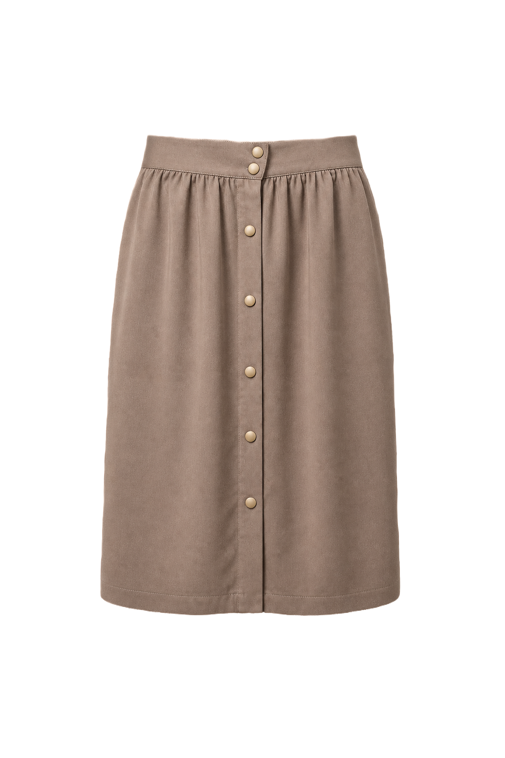 1980s Beige Silk Blend Skirt - Front View