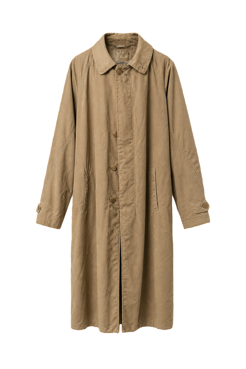 1980s Tan Cotton Coat - Front View