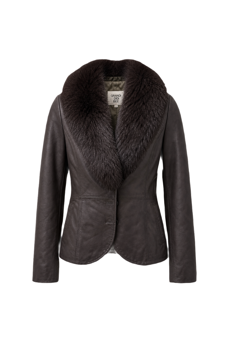 1980s Dark Brown Leather Jacket - Front View