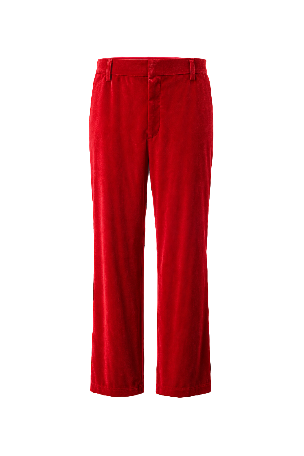 1980s Bright Red Polyester Trousers - Front View