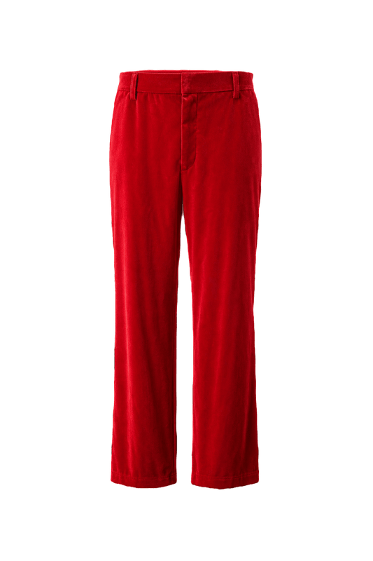 1980s Bright Red Polyester Trousers - Front View