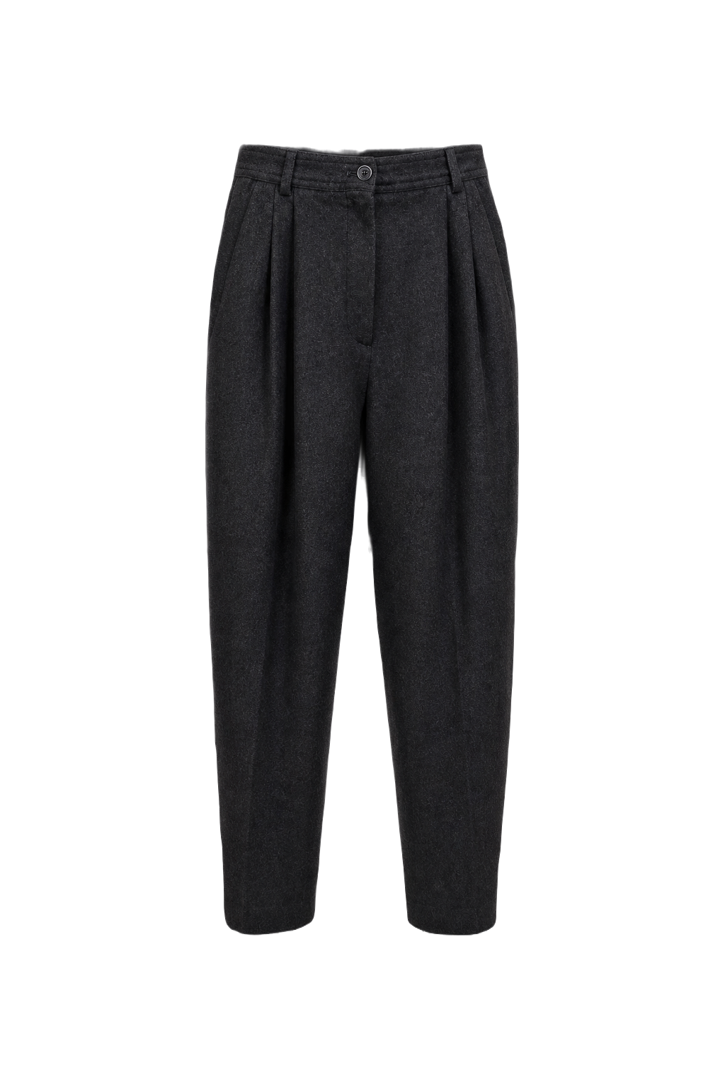 1980s Charcoal Grey Wool Trousers - Front View