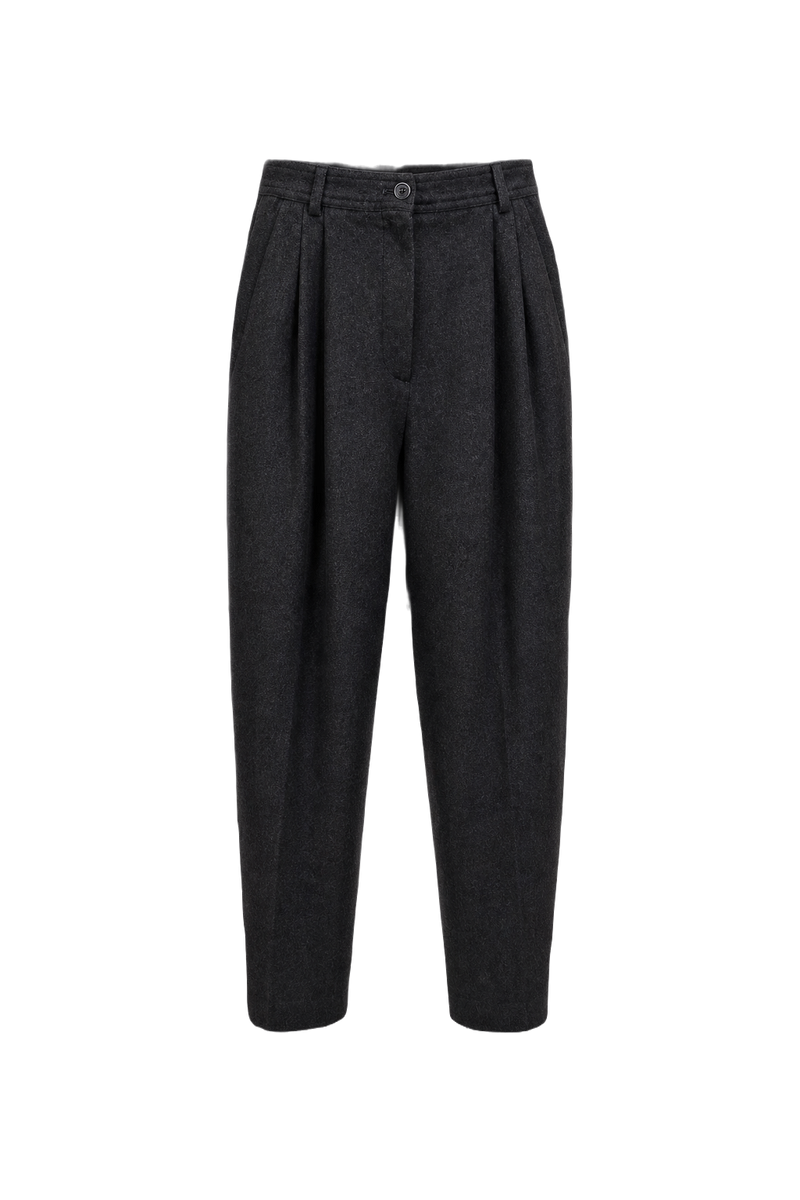 1980s Charcoal Grey Wool Trousers - Front View