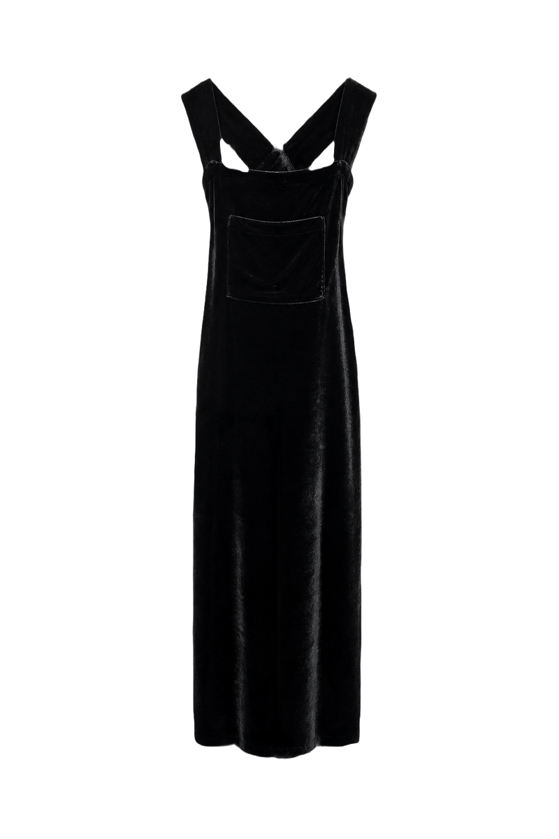 1990s Black Velvet Dress - Front View