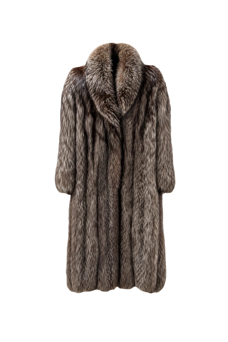 1990s Multicolor Brown Fur Coat - Front View