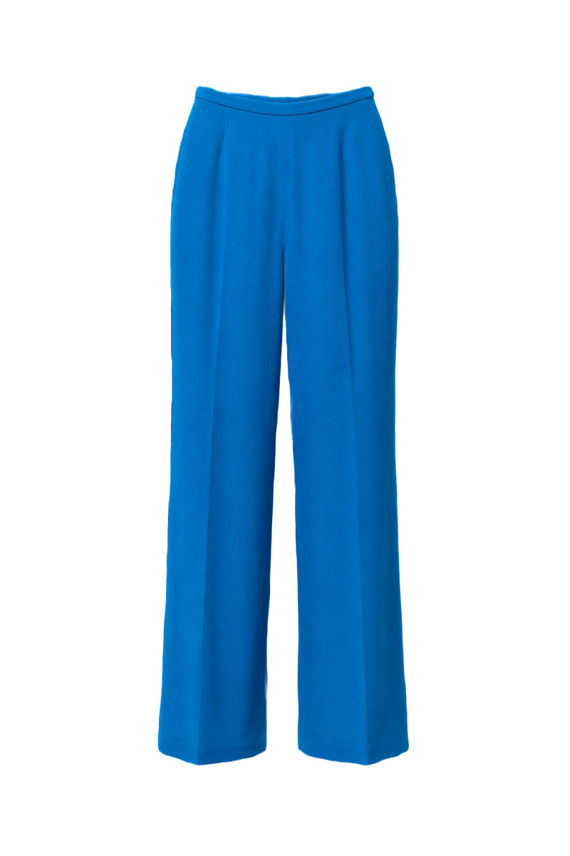 1990s Bright Blue Polyester Pants - Front View