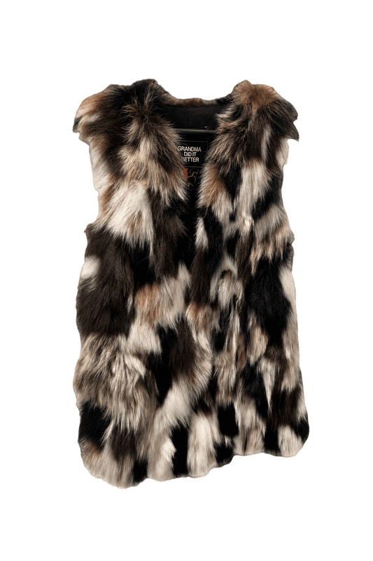 1980s Multicolor Fur Vest - Front View