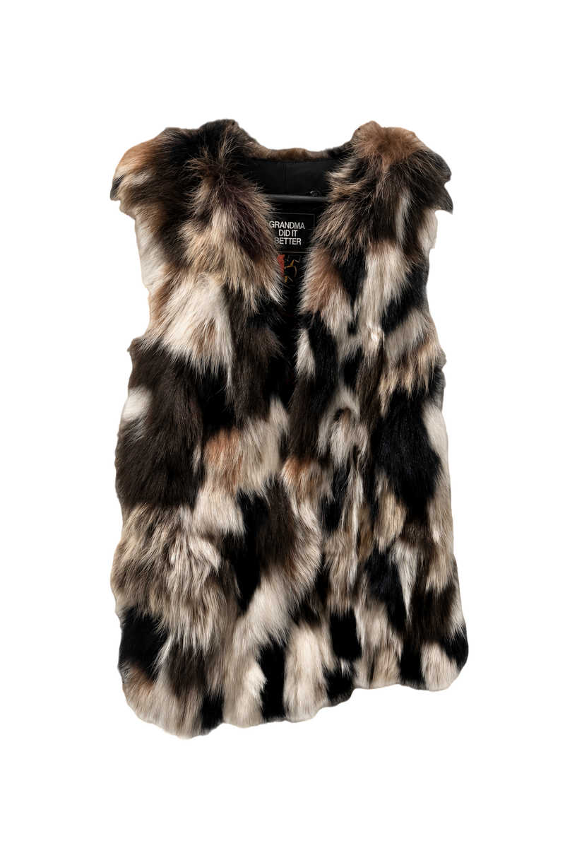 1980s Multicolor Fur Vest - Front View