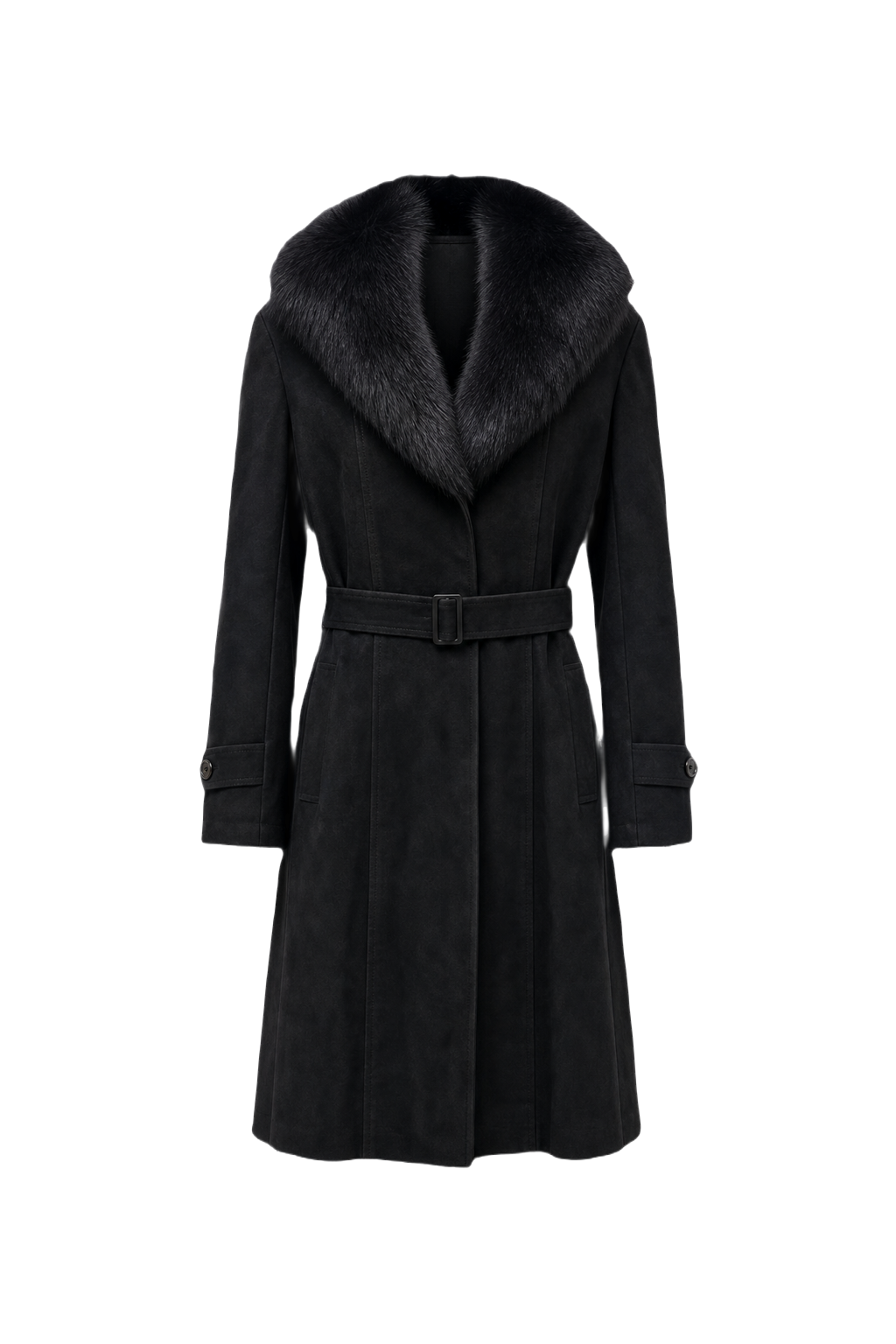 1980s Black Fur Medium Fur Coat - Front View