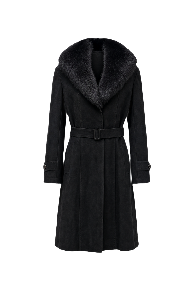 1980s Black Fur Medium Fur Coat - Front View