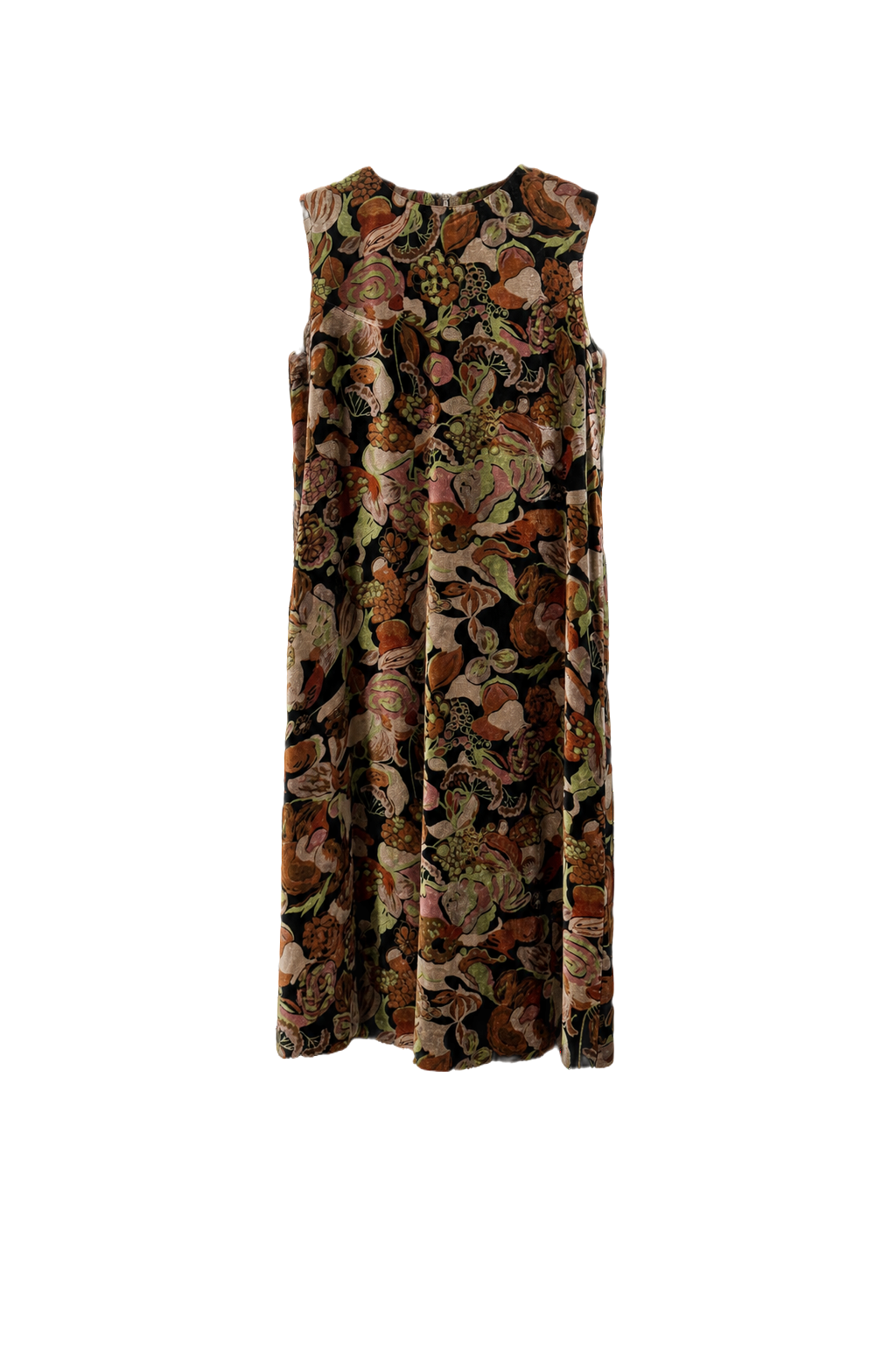 1970s Multi-Color Velvet Shift Dress - Front View